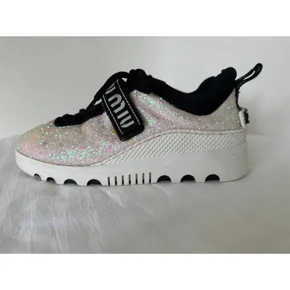 MIU MIU Glitter Platform Sneakers EU 36.5/US 6.5 - Picture 7 of 12